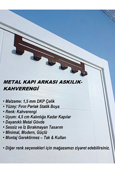CAVARA Metal Kahverengi Amerikan Kapı Arkası Askılık–Kapı Üstü Askılık,Mutfak...