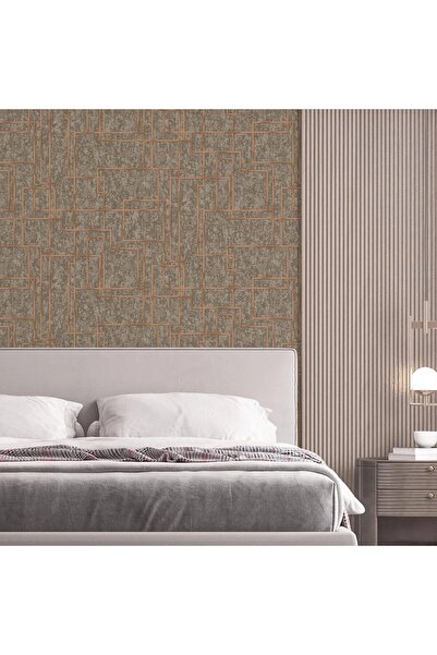 Adawall Super Washable Vinyl Wallpaper, Geometric Pattern, Gray-Bronze, UV, ,...