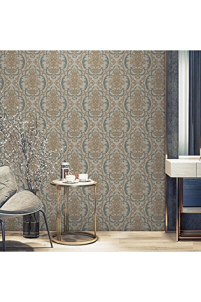 Adawall Super Washable Vinyl Wallpaper, Damask Pattern, Brown, UV, , Fire Ret...