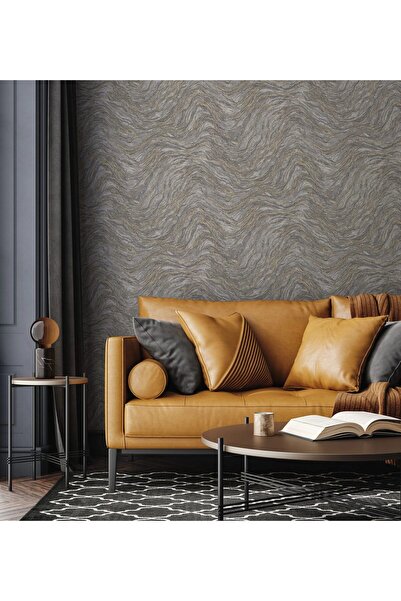 ashomedesign.ro Tapet Vinil Superlavabil, Model Marmura, Gri Insertii Aurii, ...