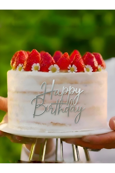 telaşe memuru Happy Birthday Gümüş Pasta Yazısı - Pleksi Pasta Yazısı - Pasta...
