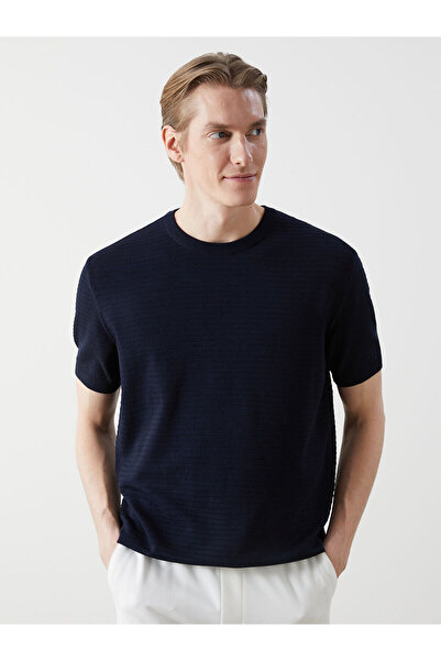 LC Waikiki LCW Vision Marineblauer Herren-Strickpullover mit Rundhalsausschni...