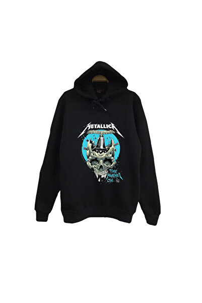 fame-stoned Metallica Printed Unisex 100% Cotton Hooded Black Sweatshirt