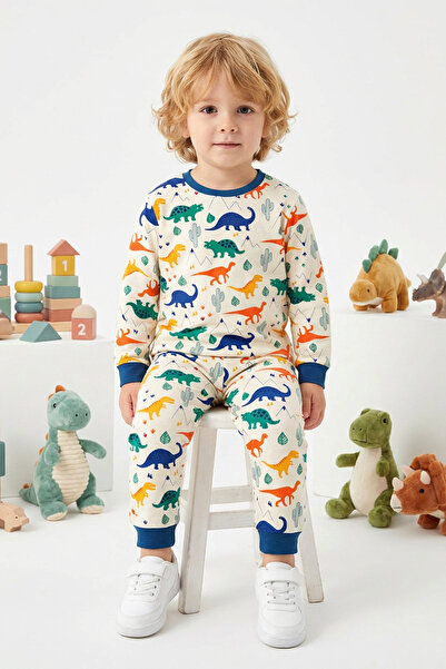 DAPSEE DİNAZOR DESENLİ ERKEK ÇOCUK PİJAMA TAKIMI