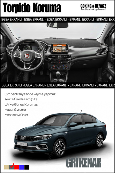 NEFİİİZZ Fiat Egea Torpido Koruyucu – Tablet Ekranlı Sedan Modellerle Uyumlu ...
