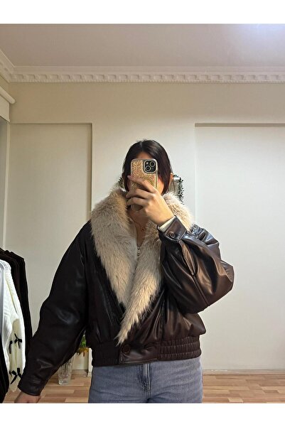 Store Kürk Yakalı Deri Mont