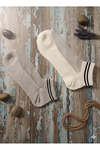 TChic White and Gray Tulle Top Sports Socks
