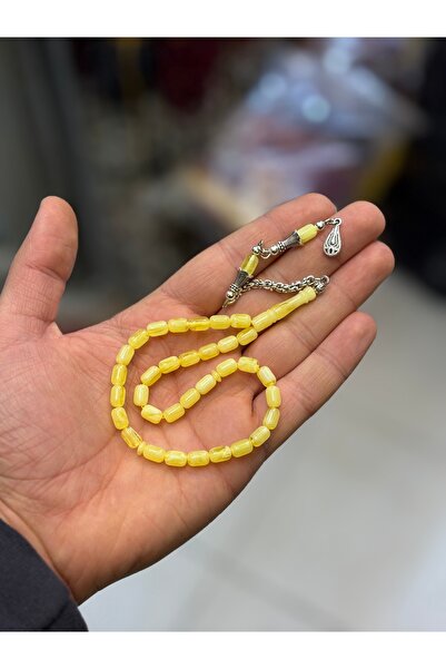 tesbihad Damla Amber Look Moire Patterned Wrist Length Prayer Beads