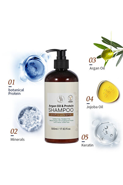B H BIO HAIR شامبو بزيت الأرجان والبروتين – نباتي | خالٍ من السلفات والبارابي...