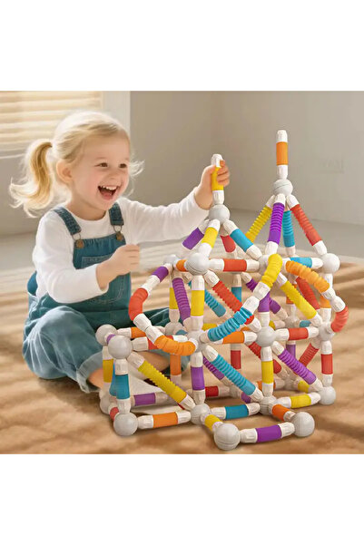 OEM Set Magnetic de Constructie 3D cu Tuburi si Bile Magnetice - 86pcs