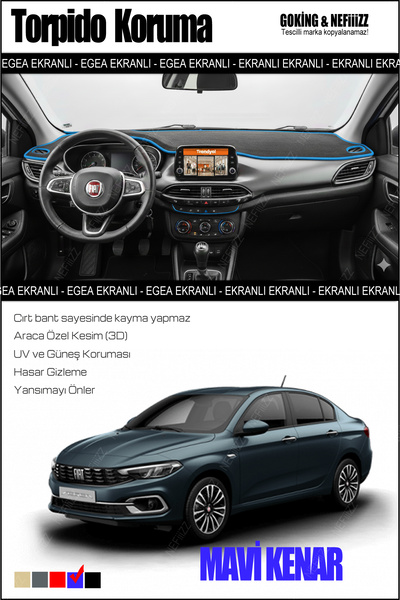 NEFİİİZZ Fiat Egea Torpido Koruyucu – Tablet Ekranlı Sedan Modellerle Uyumlu ...