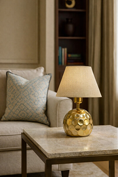 EvLight Elara Antique Footed Beige Fabric Headboard Lampshade