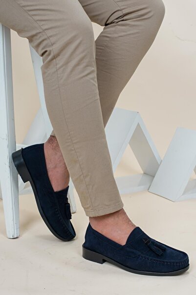 Dayfi Lacivert Süet Erkek Loafer Ayakkabı | Casual Corcik Unisex Günlük Ayakkabı