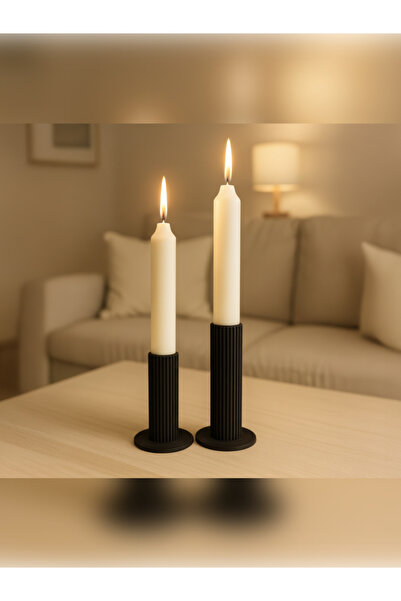Filkorium3D 2’li Modern Plastik Şamdan Mumluk Seti – Dekoratif Dalgalı Mum St...