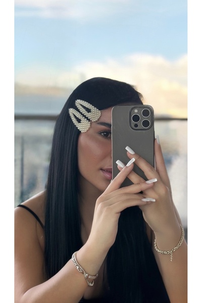 YOYYO Set de 2 agrafe cu detaliu perlat – Agrafe de păr elegante și la modă