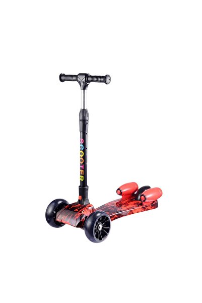 OEM Trotineta pentru Copii cu Efect de Fum si Lumina Model Jet 3 Roti - Rosu