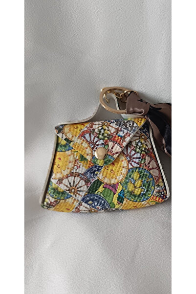Mara Colorful Patterned Mini Bag Keychain – Stylish Accessory with Gold Metal...