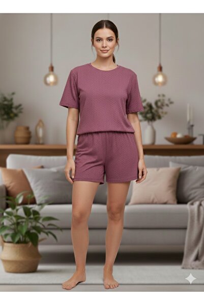 FAMES PİJAMA Women's Pink Shorts Comfortable Pajama Set