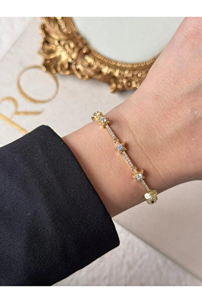 LEROSY CO. Women's Mini Star Figured Gold Plated Stainless Steel Bracelet Ele...