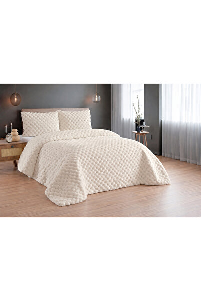 Merinos طقم لحاف من الفرو السحابي مكون من 3 قطع من دايموند مقاس 220×240 كريمي...