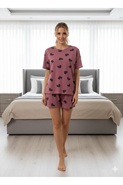 FAMES PİJAMA Women's Summer Comfortable Pajama Set with Shorts