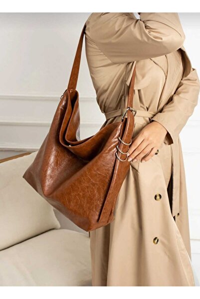 ÖZÜM TAKI Women's Large Size a Quality Tan Shoulder Bag and Shoulder Bag