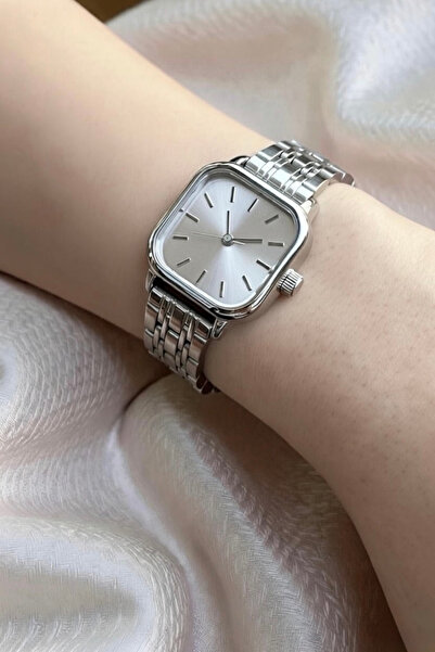 LONES TIME Kadın Kare Kol Saati Metal Gümüş Kordon Özel Kutusunda