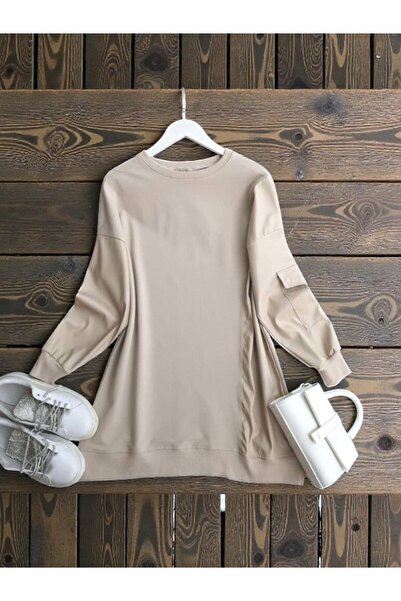 ŞAHİN TESETTÜR GİYİM DERİ KOL VE GARNİLİ TUNİK 5340