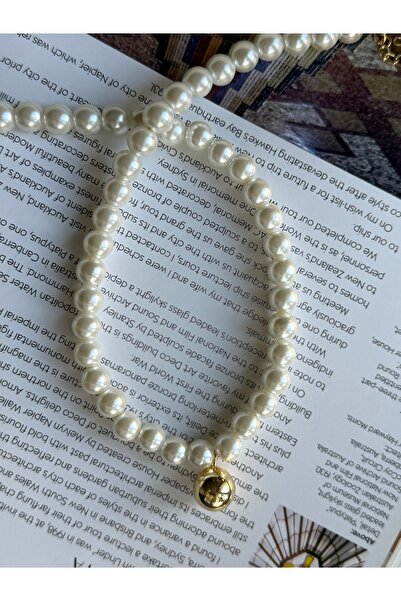 Rossetto Atelier Gold Top Detailed Glass Pearl Necklace