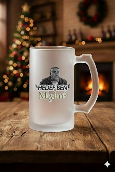 sartre art Kolpaçino Hedef Ben Miyim Tasarımlı Buzlu Cam Bira-Meşrubat Bardağı