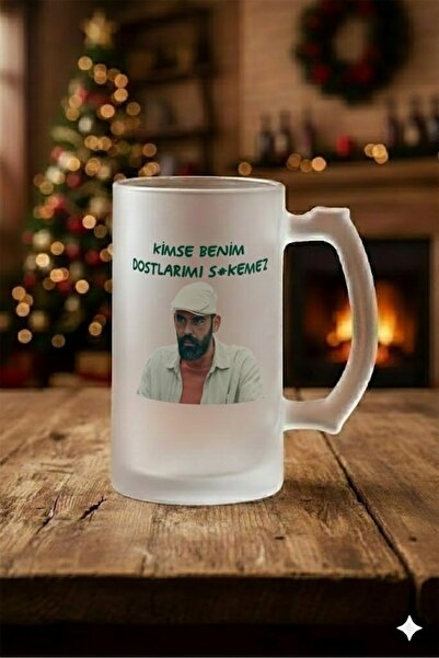 sartre art Kimse Benim Dostlarımı S*kemez Tasarımlı Buzlu Cam Bira-Meşrubat B...