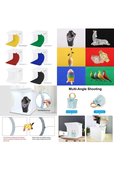 AZT Puluz PU5030 Ring Ledli 31x32cm 6 Fonlu Çantalı Fotograf Ürün Çekim Çadırı Kutusu Light Box