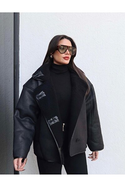 fatih eşarp سترة من جلد الغزال بأزرار