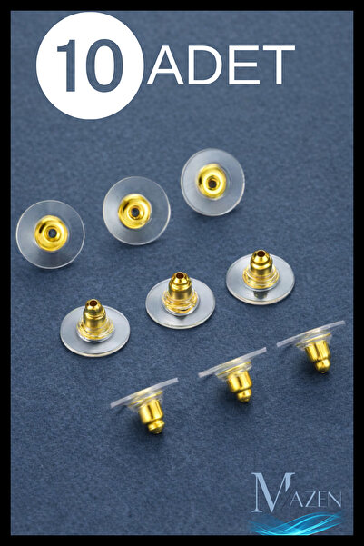 MAZEN 10 Pieces of Gold Earring Backs |   Metal Lock Piston with Transparent ...