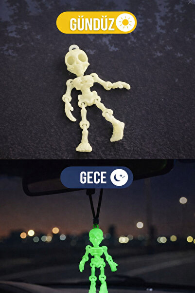 IL-HANST Karanlıkta Parlayan İskelet Araç Ayna Süsü , Gece Parlayan İskelet F...