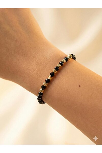 Handmade Bratara De Lux Elastica Cu Bilute Placate Cu Aur 14k