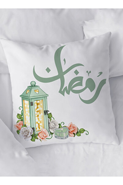 LOWHA Polyester Pillowcase Cushion Cover with Ramadan Lantern and Flowers Design