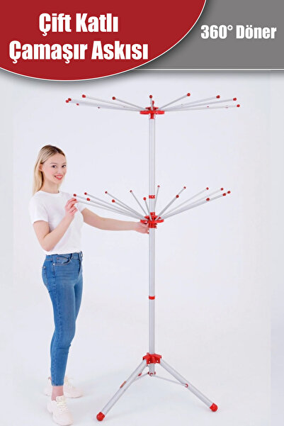 KURUTMAX 360° Dönerli Çamaşırlık, Sağlam Paslanmaz Alüminyum, Şemsiye Tipi Ku...