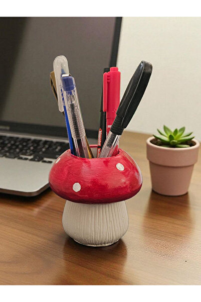 zanfagroup Dekoratif Mantar Saksı/Kalemlik Vernikli (Çiçek Dahildir)