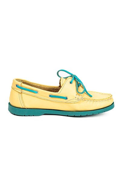 VİVENS MODA Kadın Bağcık Detaylı Hakiki Deri Loafer Ayakkabı | Sarı