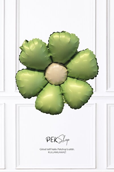 PEKSHOP Retro Yeşil Papatya Folyo Balon