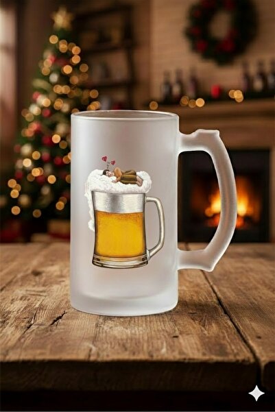 sartre art Köpüklü Bira Tasarımlı Buzlu Cam Bira-Meşrubat Bardağı