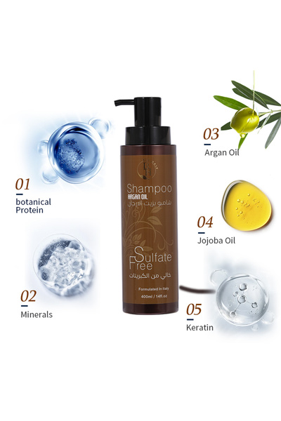 B H BIO HAIR Argan oil-infused shampoo with an Italian formula - sulfate-free...