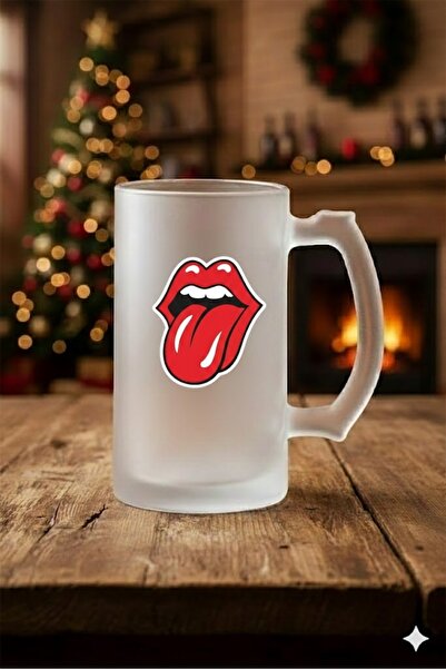 sartre art Frosted Glass Beer Cup with Tongue-Out Design