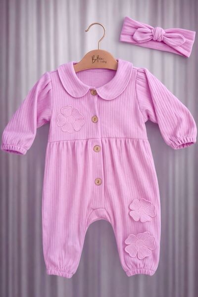 My Balloon Baby & Kids Daisy Embroidered 100% Cotton Jumpsuit and Bandana Set
