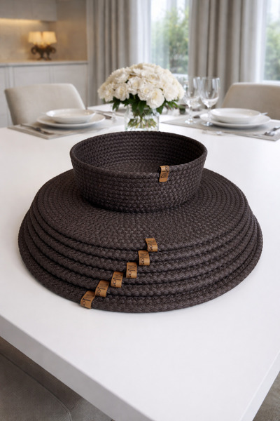 Naspar 6 Brown Trays & 1 Basket/ American Service & Kitchen & Coffee & Breakf...