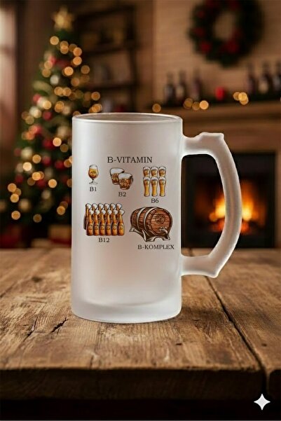 sartre art B vitamini Tasarımlı Buzlu Cam Bira-Meşrubat Bardağı