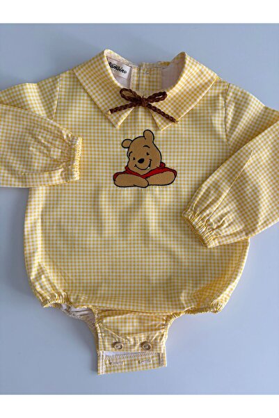 il mio bambino El Yapımı %100 Pamuk Erkek Bebek Winnie The Pooh Nakışlı Gömle...