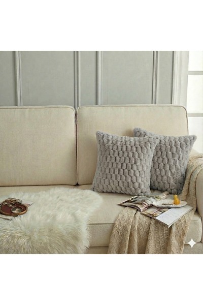 pufftable غطاء وسادة على شكل أرنب من القطيفة مكون من قطعتين 45*45 لون رمادي ف...