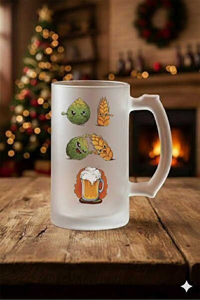 sartre art كأس بيرة زجاجي مصمم على شكل كوب بيرة أربا - كأس مشروبات غازية